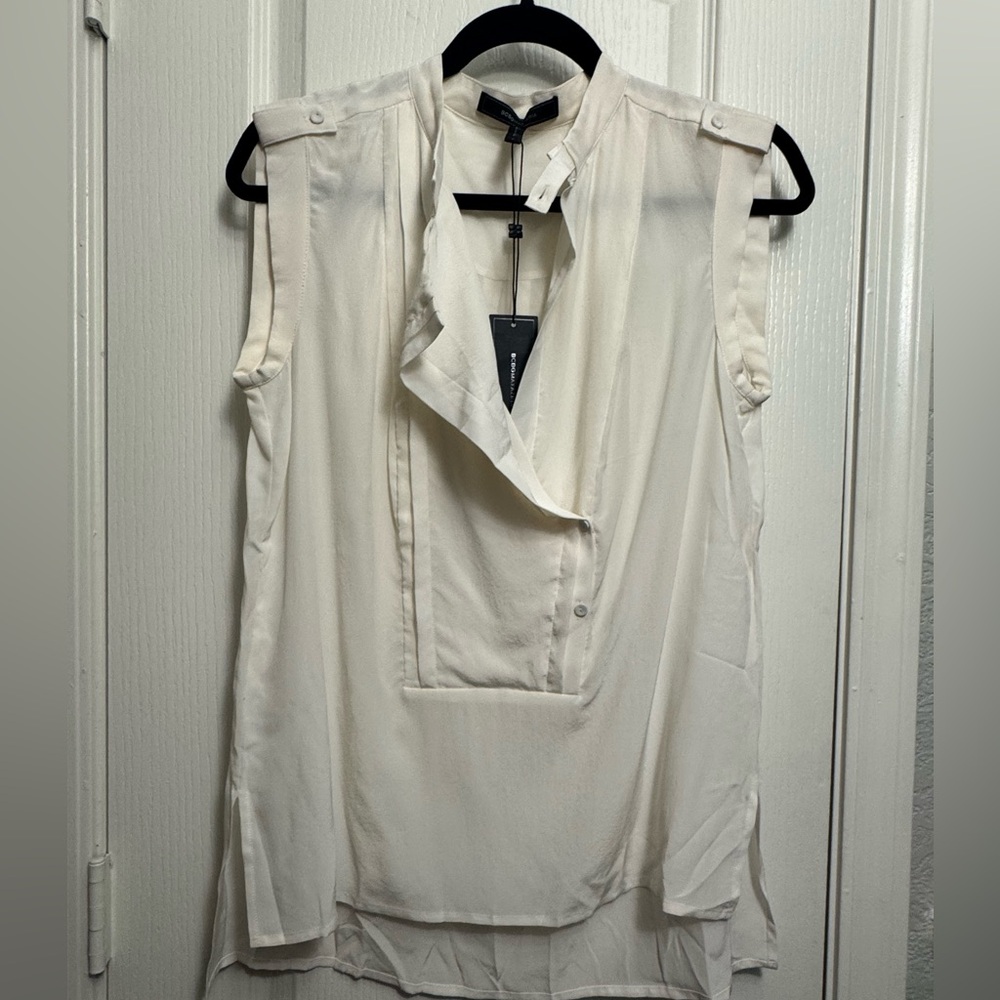 NWT BCBGMaxAzria Cream Sleeveless Top